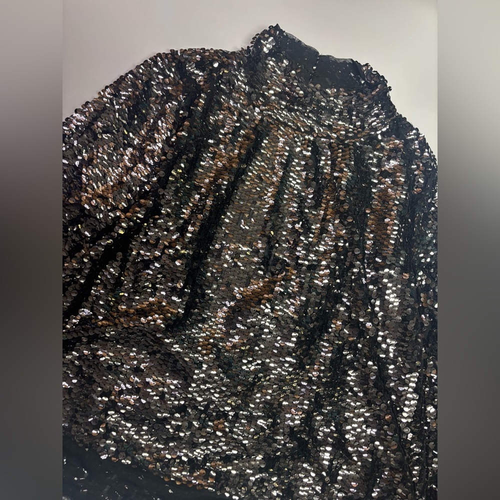 321. Free People Black Sequin Backless Top - Picture 3 of 5